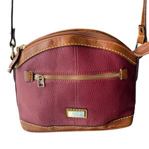b-o-c , Born Concept, Elegant Faux Leather Brown and Burgundy Crossbody Bag